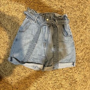 Hm paper bag denim shorts high waist